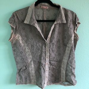 Johnny Was Grey Eyelet Blouse